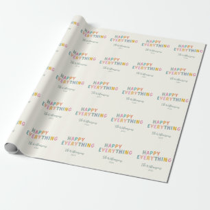 Papel De Presente Típografia Colorida Fofa Feliz Tudo Personalizado