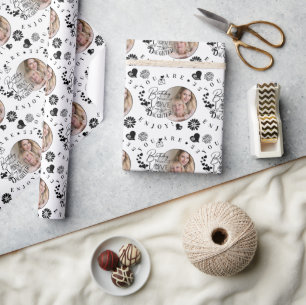 Papel De Presente Tipografia de Aniversário de Filha Moderna e Elega