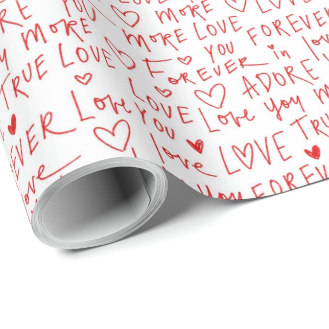 Papel De Presente Tipografia de escrita de amor manual (Ponta do rolo)