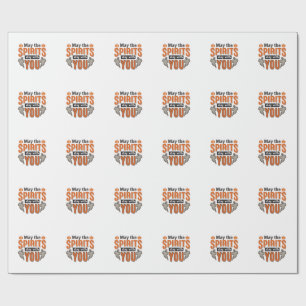 Papel De Presente Tipografia de Fantasma de Halloween Desenho de Gra
