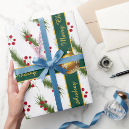 Papel De Presente Tipografia de Natal de Azevinho Bem Festiva