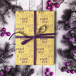 Papel De Presente Tipografia de Natal de Púrpura Festiva