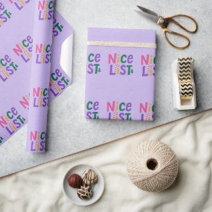 Papel De Presente Tipografia de Natal "Lista Nice", Lavanda com uma