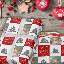 Papel De Presente Tipografia de Pet de Gato Fofo Árvore de Natal Fot