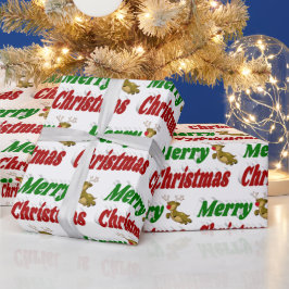 Papel De Presente Tipografia de Rena de Natal Alegre