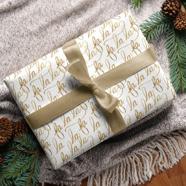 Papel De Presente Tipografia Dourada e branca do Elegante Faux la Sc