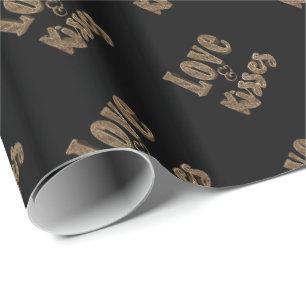 Papel De Presente Tipografia Dourado elegante romântica do amor e