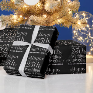 Papel De Presente Tipografia Feliz Aniversário de Casamento de 25 An