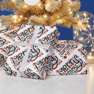 Papel De Presente Tipografia Feliz de Natal