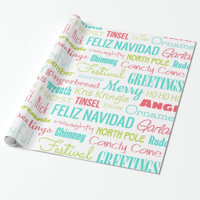 Papel De Presente Tipografia Holidays Season (Desenrolado)