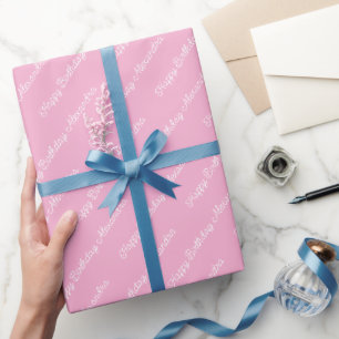 Papel De Presente Tipografia Minimalista Feliz Aniversário Personali