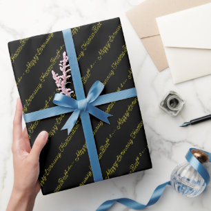 Papel De Presente Tipografia Minimalista Feliz Aniversário Personali