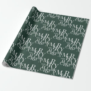 Papel De Presente Tipografia Minimalista Verde Moderna Feliz Natal