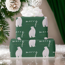 Papel De Presente Tipografia Moderna do Urso Polar de Aquarela Natal