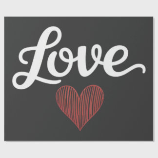 Papel De Presente Tipografia Romântica Minimalista Coração de Amor