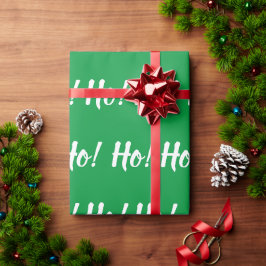 Papel De Presente Tipografia Sazonal de Natal Ho Ho Verde Feriado
