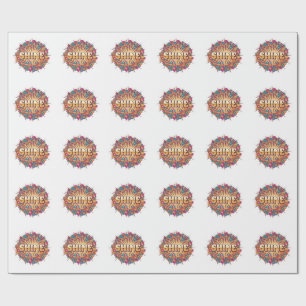 Papel De Presente Tipografia SHINE com Colorido