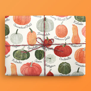 Papel De Presente Tipos de Pumpkin Ilustrados com Rótulos