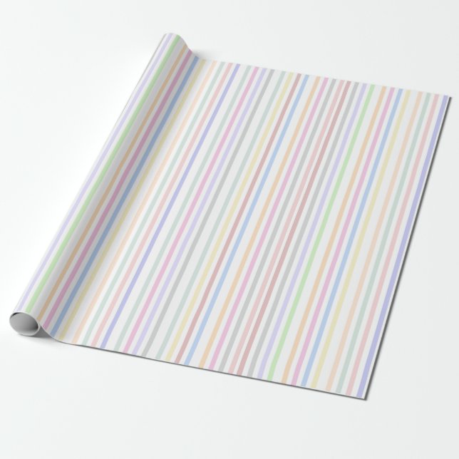 Papel De Presente Tiras de Cor Moderna do Pastel Elegante (Desenrolado)