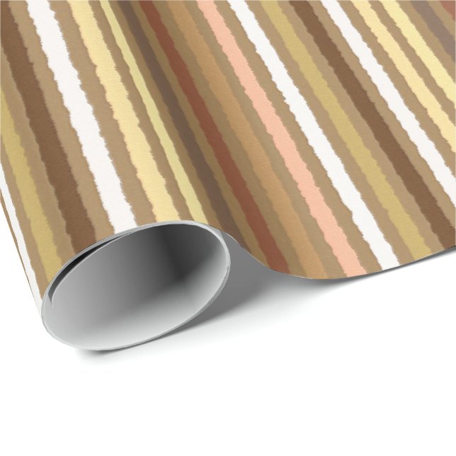 Papel De Presente Tiras de giz - Tan de Camelo e Dourado (Ponta do rolo)