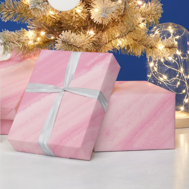 Papel De Presente Tiras de Traços de Pincel de Mármore Cor-de-rosa (Feriados)