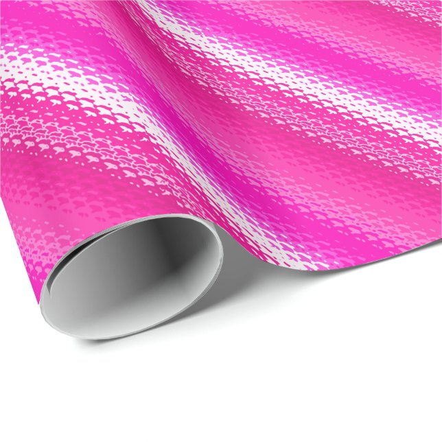 Papel De Presente Tiras de vidro fosco - rosa e fuchsia (Ponta do rolo)