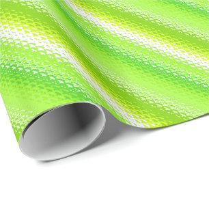 Papel De Presente Tiras de vidro fosco - verde limão e branco