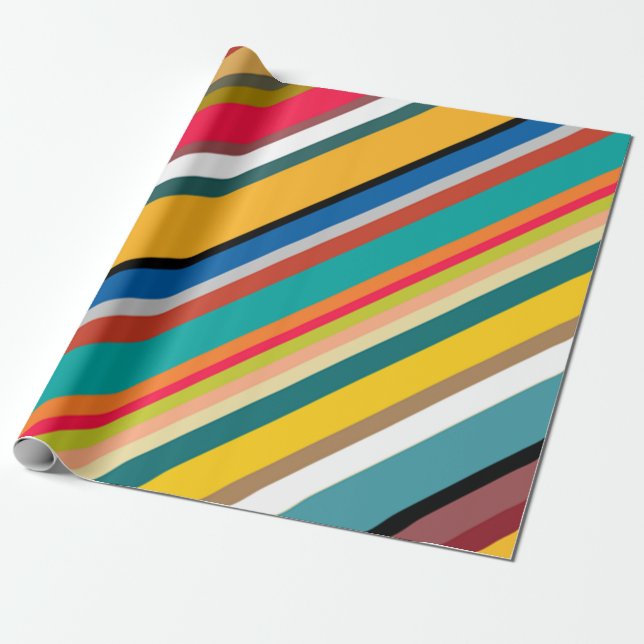Papel De Presente Tiras Modernas do Século médio (Desenrolado)