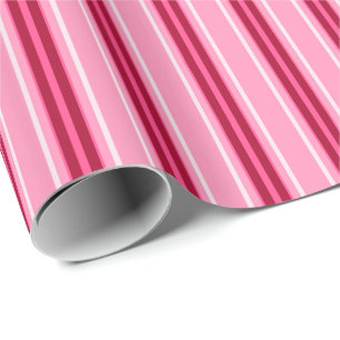 Papel De Presente Tiras Modernas do Século médio, Rosa e Borgonha