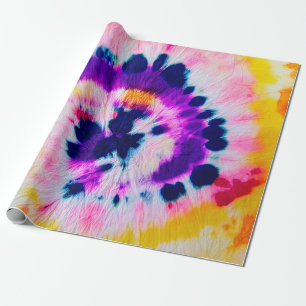 Papel De Presente Tire o Tie Dye. Tecido Arco-Íris Tie Dye. Boho Fas
