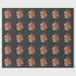 Papel De Presente Título: Crânio Floral do Día de los Muertos