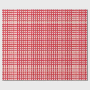 Papel De Presente Título Padrão Xadrez Texturizado Rosa e Vermelho