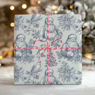 Papel De Presente Toalete Clássico de Férias com Papai Noel, Pássaro