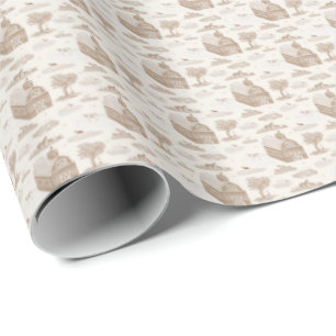 Papel De Presente Toalete de Animais de Fazenda (Caqui) 