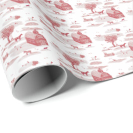 Papel De Presente Toalete de Animal de Fazenda (Vermelho)