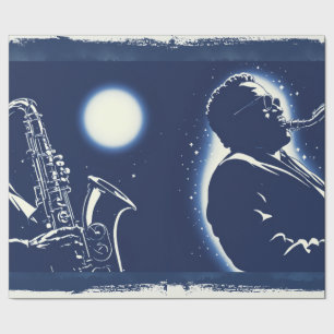 Papel De Presente Toca Saxofone Blues Pop Art Músicos Música