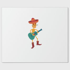 Papel De Presente Toca violão esqueleto festivo