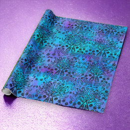 Papel De Presente Todas as Ocasião Azul Roxo Exóticas
