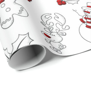 Papel De Presente Todo Natal - Vermelho e Branco