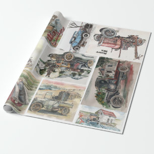 Papel De Presente Todos os Carros vintage