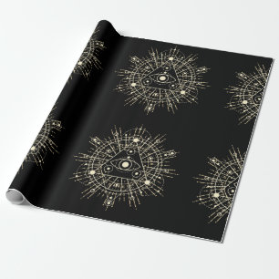 Papel De Presente Todos vendo gótico ocular bruxa oculta de ouro gót
