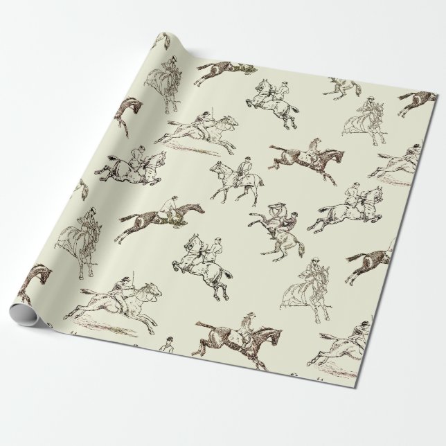 Papel De Presente Tóile Anel Na moda Beige Horseback Moderno (Desenrolado)