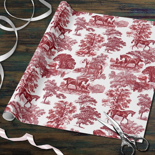 Papel De Presente Toile Clássico Russo de Cavalos Vermelhos (Criador carregado)