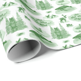 Papel De Presente Toile de Animais do Alasca (Verde Esmeralda)
