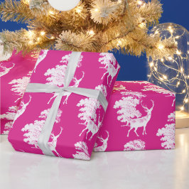 Papel De Presente Toile de cervos rosa-rosa moderno