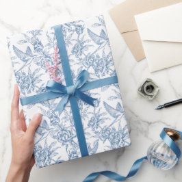 Papel De Presente Toile de Jouy Azul Francesa