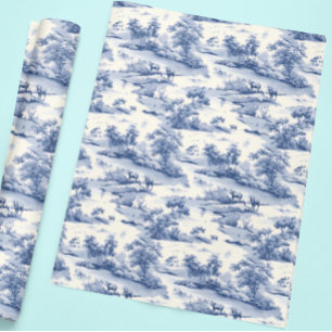 Papel De Presente Toile De Jouy Blue French Elegant Pasture