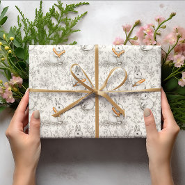 Papel De Presente Toile de Jouy Bunny & Carrot Delight Páscoa