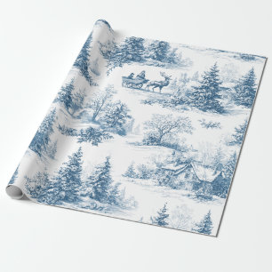 Papel De Presente Toile de Jouy de Inverno Vintage - Natal Clássico