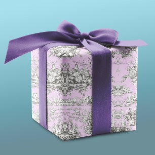 Papel De Presente Toile de Jouy Floral Lago Rosa Vintage